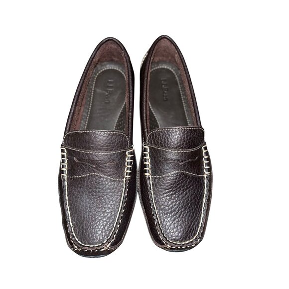 LL Bean Driving Loafers Mens 7.5 EE Wide 287219 Used Brown Pebbled Slip-On main image 11